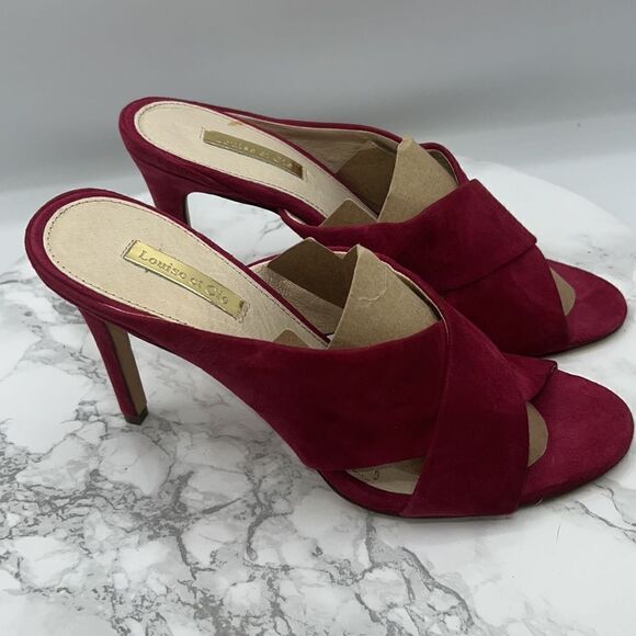 LOUISE ET CIE HOLLOWAY II Magenta Suede Slip On Strappy Pump-8M - Picture 3 of 8